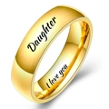 Gold engraved ring for daughter with Daughter and I love you inscriptions - US 7 / Gold Daughter