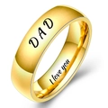 Golden Dad ring in stainless steel with I love you engraving on white background - US 6 / Gold DAD