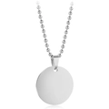 Collana con pendente tondo in acciaio inossidabile argento lucido e catena a sfere classica - Collana Tondo Tono Argento