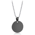 Pendente tondo nero opaco stile piastrina con catena a sfere color argento - Collana Tondo Nero