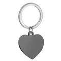 Medaglietta per animali a forma di cuore in acciaio lucido argento con anello chiave - Portachiavi Cuore Nero