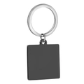 Portachiavi con targhetta quadrata in acciaio nero opaco e anello in metallo argento - Portachiavi Quadrato Nero