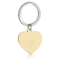 Ciondolo a cuore dorato lucido con anello portachiavi argento e riflesso su sfondo bianco - Portachiavi Cuore Tono Oro