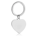Portachiavi a forma di cuore in acciaio inossidabile lucido per incisione laser - Portachiavi Cuore Tono Argento
