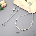 Beaded crossbody phone strap with white pearls and iridescent crystal heart charms - Crystal Beaded Chain / Iridescent Heart Gem