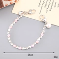Schicke 25cm Perlen-Handykette mit rosa Rautenperlen, Silberakzenten und Herzverschluss - Rosa unregelmäßige Handkette / Rosa (K3684)