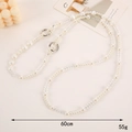 Baroque style pearl crossbody chain with shell beads and silver rings for phone or bag - Crossbody / Double Clasp Pearl Shell (K409)