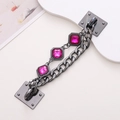 Macro view of gunmetal alloy chain with faceted rose red crystals for phone case - Gun Black (Rose Red) (K1396)