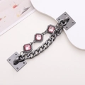 Dual-layer chain accessory with pink crystals and dark metal links for DIY crafts - Gun Black (Pink) (K1390)
