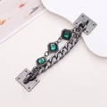 Detail of gunmetal chain link with green gemstone accents for DIY phone cases and bags - Gun Black (Dark Green) (K1391)