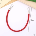 Cordón corto trenzado de mezclilla roja con cierres plateados dobles, largo 13cm - Rojo (K840)