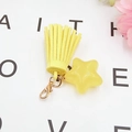 Yellow star pendant with suede tassel and golden lobster clasp for DIY accessories - Star Tassel Charm (K1451) / Yellow