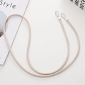 Cordon de téléphone croisé en similicuir beige avec deux fermoirs mousquetons argent - Chaîne Bandoulière en Corde de Cuir / Beige (K2130-6mm)