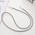 Bandoulière chic en corde ronde grise avec fermoirs mousquetons en métal argenté - Chaîne Bandoulière en Corde de Cuir / Gris (K2131-6mm)