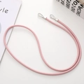 Cordon de téléphone chic en cuir PU denim rose avec mousquetons argentés - Chaîne Bandoulière en Corde de Cuir / Rose (K2122-6mm)
