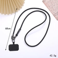 Crossbody black braided phone lanyard with 68cm length and dark gray metal buckle - PU Braided Rope / Black