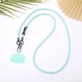 Adjustable light blue phone lanyard with crossbody strap and matching gasket pad - PU Leather Rope / Light Green
