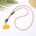 Champagne gold leather crossbody phone lanyard with yellow spacer and metal lobster clasp - PU Leather Rope / Gold