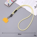 Bright yellow denim texture crossbody phone lanyard with durable metal hook and spacer - PU Leather Rope / Milk Yellow