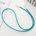 Bandoulière en cuir bleu sarcelle avec fermoirs mousquetons argentés pour sacs - Vert Foncé (K2126-6mm)