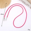 Cordon de téléphone rose vif avec deux crochets en métal argenté, 62cm de long - Rose Rouge (K1700-6mm)