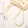 Cordon de téléphone en cuir synthétique jaune pâle 62cm avec mousquetons argentés - Jaune Clair (K383-6mm)
