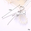 Portachiavi con fiocco di perle da 13cm con chiusura a cuore argento per borse da donna - Ciondolo Catena di Perle Fiocco Perla