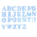 Set of 26 light blue acrylic letter pendants with pearl texture and hanging loops - Set of 26 Alphabet Letters / Lake Blue