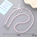 Catena a tracolla in perle rosa e bianche con fiocco e ciondoli a rosa colorati, 60cm - Rosa