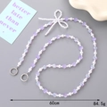 Catena a tracolla con rose viola, perle bianche e fiocco, lunghezza 60 cm - Viola