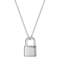 Collier en acier inoxydable avec pendentif cadenas poli sur une fine chaîne à maillons - Acier