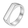 Minimalist 4mm silver stainless steel flat rectangular ring with polished finish - Circumference 54MM-US7 / Steel