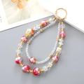 Three-layer crystal beaded keychain with red butterfly star charms and golden spring ring - Red (K4654)