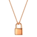 Collier avec pendentif cadenas en or rose 18K poli et une fine chaîne à maillons - Or rose