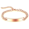 Elegant 7mm rose gold stainless steel ID curb chain bracelet with adjustable lobster clasp - Rose Gold