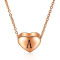 Minimalistische roségouden hartjesketting met gegraveerde letter A op spiegelglans - Roségoud A