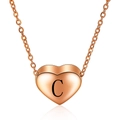 Minimalistische roségouden roestvrijstalen hartketting met gegraveerde letter C hanger - Roségoud C