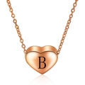 Minimalistische roségouden hartketting met gegraveerde letter B aan een fijne ketting - Roségoud B