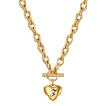 Detail of 18K gold plated heart pendant necklace with Z initial and toggle clasp - Letter Z