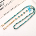 Light blue ribbon woven gold chain with square crystals and bow for phone and bags - Rhinestone Ribbon Bow Crossbody Chain Blue