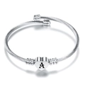 Bracciale a fune in acciaio inossidabile con ciondolo a cuore e incisione della lettera A - Lettera A (Dado A)