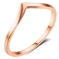 5mm rose gold V-shaped stainless steel ring with polished finish and geometric curve - US 5 / Rose Gold
