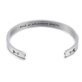 Adjustable silver stainless steel cuff bracelet with 'And so adventure begins' engraving - And so adventure begins (2)