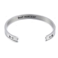 5mm silver stainless steel open bangle engraved with Best mom ever and arrow detail - Best mom ever (8)