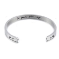 Silver 5mm stainless steel open bangle engraved with Go your own way phrase - Go your own way (14)