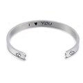 Silver stainless steel 5mm cuff bracelet with I LOVE YOU engraving and heart motifs - I ❤️ YOU (16)