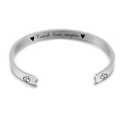 Silver 5mm stainless steel cuff bracelet engraved with Teach Love Inspire and hearts - Teach love inspire (23)