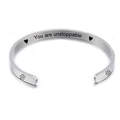 C-shaped 5mm stainless steel cuff bracelet engraved with You are unstoppable and flowers - You are unstoppable (25)