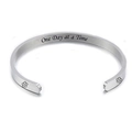 5mm silver stainless steel cuff bracelet with One Day at a Time engraved message - One Day at a Time (20)