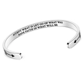 Silver 6mm stainless steel bangle with inspirational laser engraving for women - ACCEPT WHAT IS LET GO OF WHAT WAS HAVE FAITH IN WHAT WILL BE